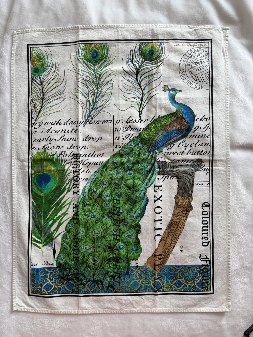Peacock kitchen towel Michel Design Work 100% cotton 20x26